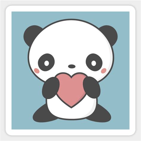 Kawaii Cute Panda With A Heart T Shirt Panda Sticker Teepublic