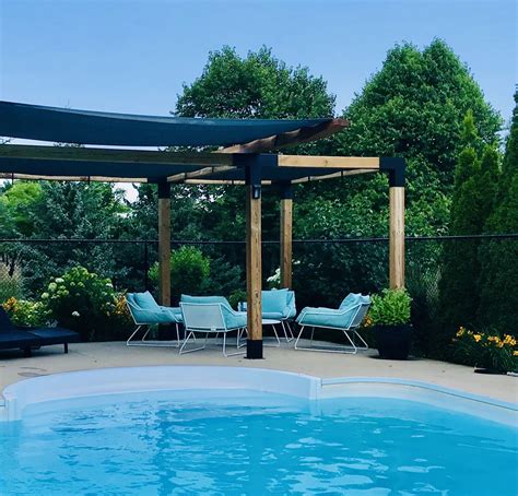 Our Backyard Pool Area With Tojagrid Sun Shelters Backyard Pool