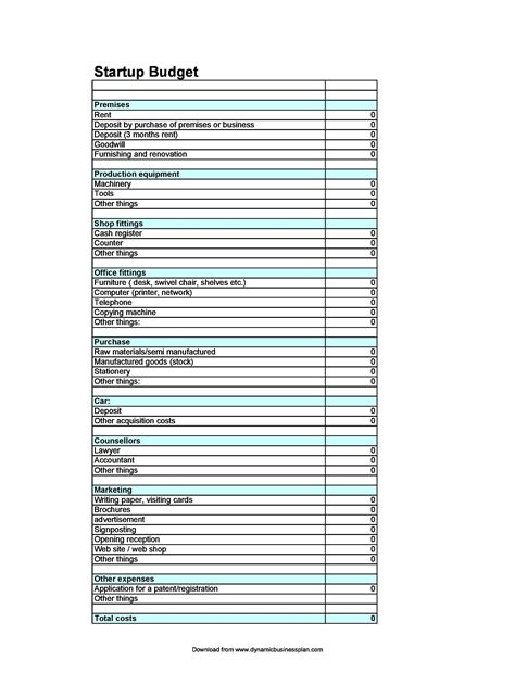 18 Start Up Business Budget Template Excel Templates