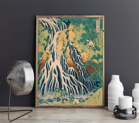 Hiroshige Waterfall Japanese Woodblock Poster Print Vintage Etsy