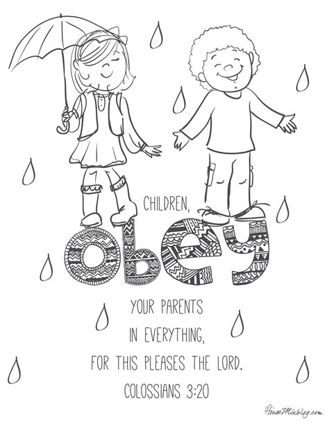 Children Obey Your Parents Coloring Page Coloring Pages