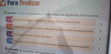 Escribe V Si Son Verdaderas O F Si Son Falsas Las Siguientes