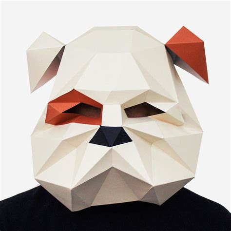 White 3d Paper Bulldog Mask Printable Paper Templates For Diy Pig Mask