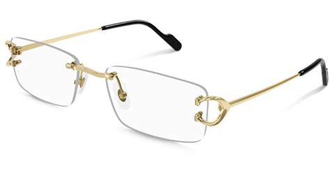 Cartier Signature C 24k Gold Plated Rimless Square Optical Glasses In