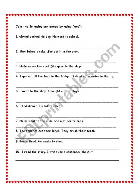 Joining Sentences Using And Esl Worksheet By Nemo25