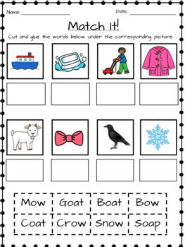 Two for oa words, one for ie words, three for ea words, and 1 for ow words (as in snow ). Oa, Ow, and O worksheets - Fun with Phonics! by Eli Burger ...