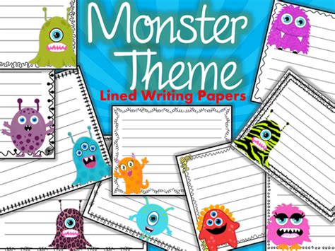 Monster Themed Writing Papers Writing Papers Creative Writing