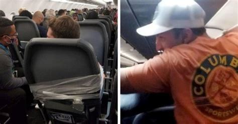 frontier airlines passenger taped to seat after allegedly groping two flight attendants and