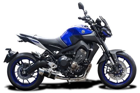 The conic exhaust has a unique tapered muffler design. Yamaha FZ-09 MT-09 XSR900 Delkevic 3-1 Exhaust 8" Carbon ...