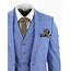 Mens Light Blue Linen 3 Piece Suit  Happy Gentleman