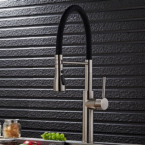 Brass Kitchen Mixer Taps Monobloc Pull Out Spray Tap Brushed Nickel