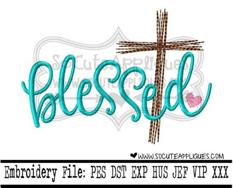 Blessed Embroidery Design Easter Blessed Saying Etsy Machine