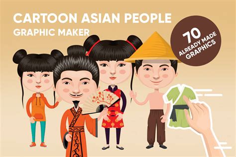 Asian People Cartoon Graphics Maker 70 Premade Asian Characters