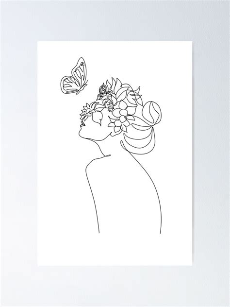 Woman Face One Line Art Flower One Line Drawing Etsy Enabled Wellness