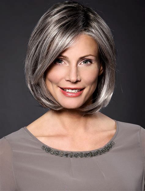 Older Women Wigs Straight Grey 10 Grey Synthetic 100 Hand Tied Chin