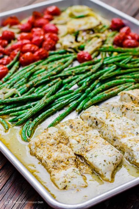 Brush your sheet pan with a very thick layer of oil. One Pan Baked Halibut Recipe | The Mediterranean Dish ...