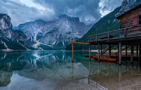 Wallpaper Mountains Lake Italy South Tyrol The Lake Of Braies Lake