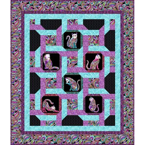 This easy cat quilt block pattern displays the silhouette of a kitty within a frame. Cat's on Parade (new title C'mon Let's Twist) | Grizzly ...