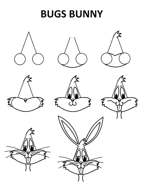 Bugs Bunny Tutorial Step By Step Bugs Bunny Drawing Bunny Drawing Easy Drawings