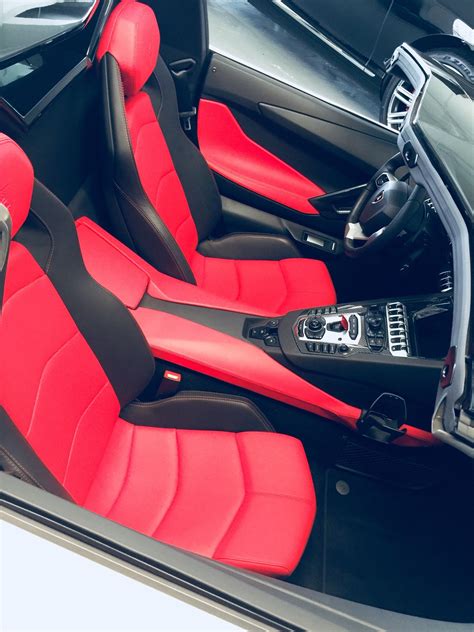 Red Leather ️ Lambo Red Leather Car Seats