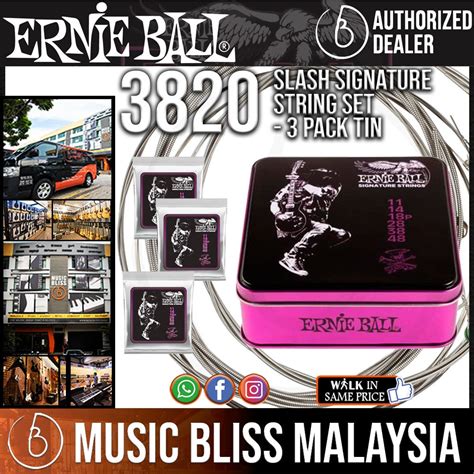 Ernie Ball 3820 Slash Signature String Set 3 Pack Tin Music Bliss Malaysia