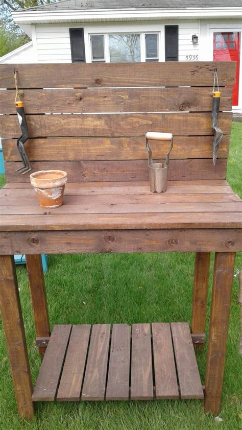 Potting Bench Made Of Reclaimed Pallet Wood Etsy