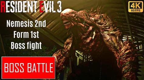 Resident Evil 3 Nemesis 2nd Form 1st Boss Fight 4k 60fps No