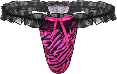Iefiel Men S Sexy Ruffle Lace Shiny Satin Sissy Pouch Panties Crossdress Bikini Briefs Underwear