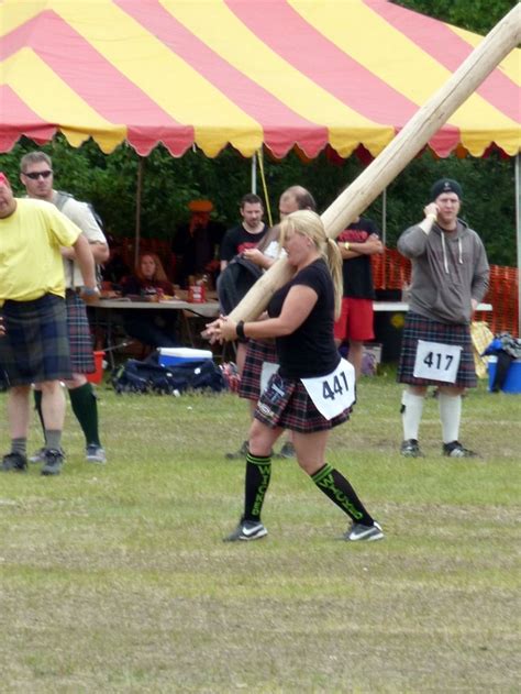 Caber Woman Competitor Timber Pictish Warrior Scottish Highland Games Alison King