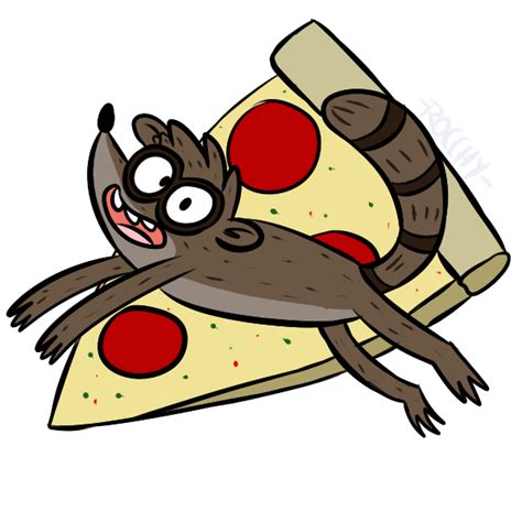 Rigby And Pizza By Rab Arts On Deviantart