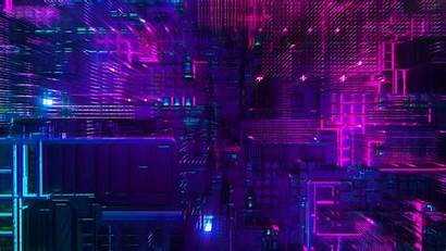 Neon Tech Cubes System Wallpapers Desktop Widescreen