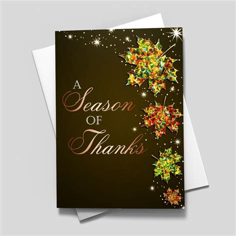 Sparkly Leaves Thanksgiving Card Thanksgiving Greeting Cards By