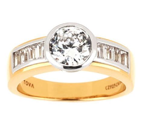 Tova Diamonique Round And Baguette Ring 14k Clad Beauty By Tova