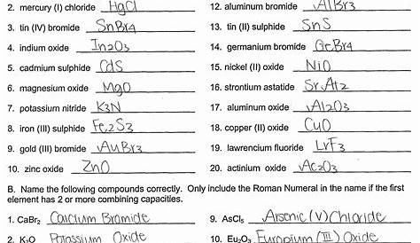 types of compounds worksheet
