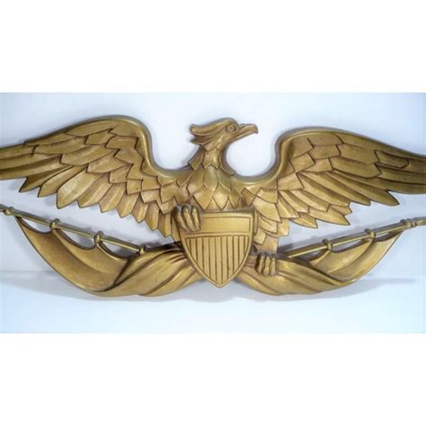 vintage sexton american eagle w shield and flag gold cast metal wall hanging chairish
