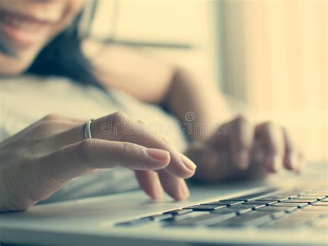 asian girl is typing laptop stock image image of beauty learning 66409509