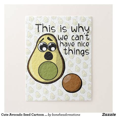 Cute Avocado Seed Cartoon Quote Saying Jigsaw Puzzle Know Someone Who