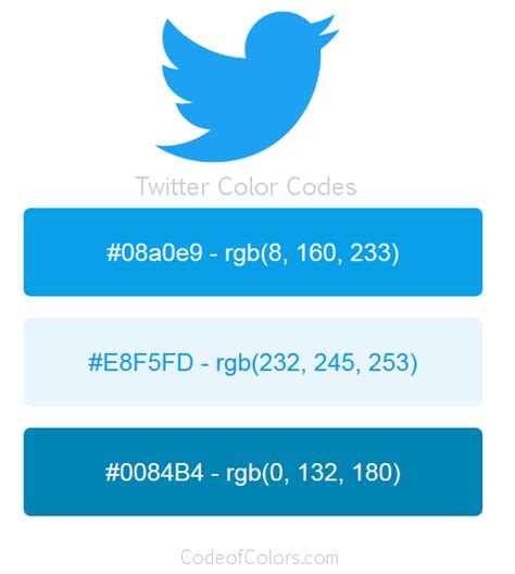 Twitter Colors Hex And Rgb Color Codes