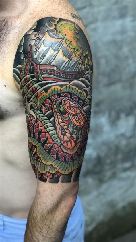 See more ideas about snake tattoo, tattoos, body art tattoos. Sea Serpent by Brian Faulk from Hand of Glory @ Brooklyn ...