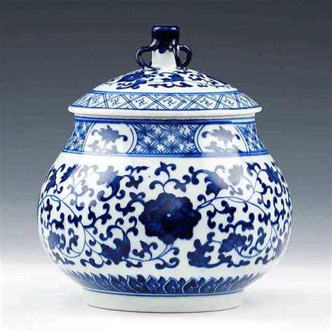 Blue And White Temple Jars Antique Chinese Ceramic Vase Handmade