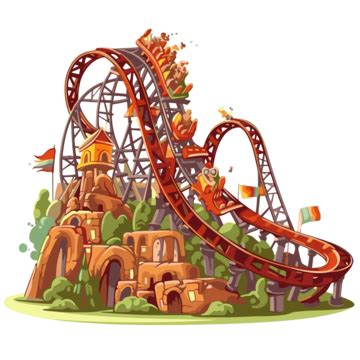 Roller Coaster Clipart Cartoon Roller Coaster Rides With Red And White