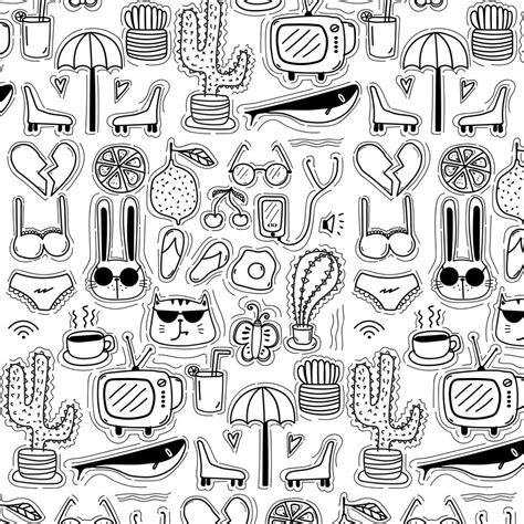 Pattern With Line Hand Drawn Doodle Lovely Background Doodle Funny