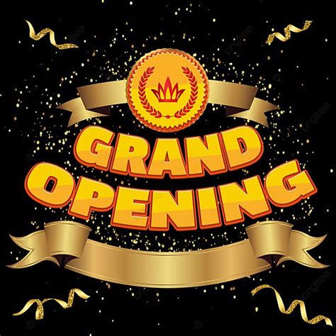 Grand Opening Vector Graphic With Golden Ribbons Png Image Text Effect