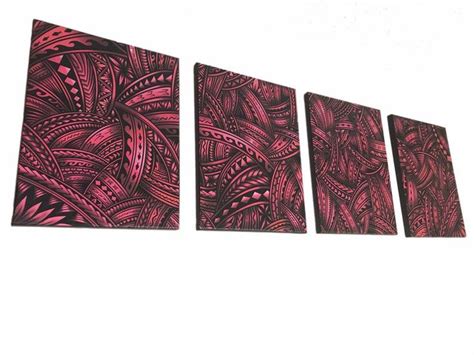 Tawsh Lav Art Samoan Artwork On 4 Canvas Panels Etsy Samoan Tribal