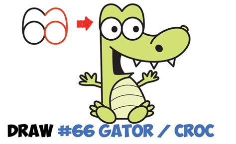 How To Draw Cartoon Crocodile Or Alligator From Numbers Easy Step By