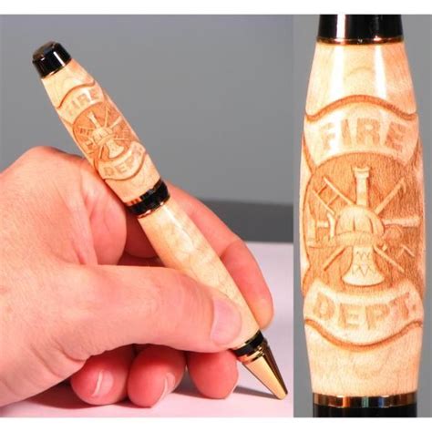 Hand Crafted Fire Fighter Laser Engraved Pen By Wooden Pen Works