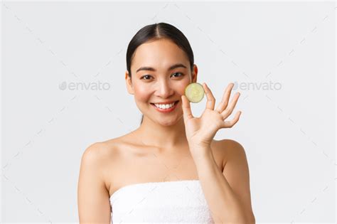 Beauty Personal Care Spa Salon And Skincare Concept Beautiful Asian Female In Bath Towel