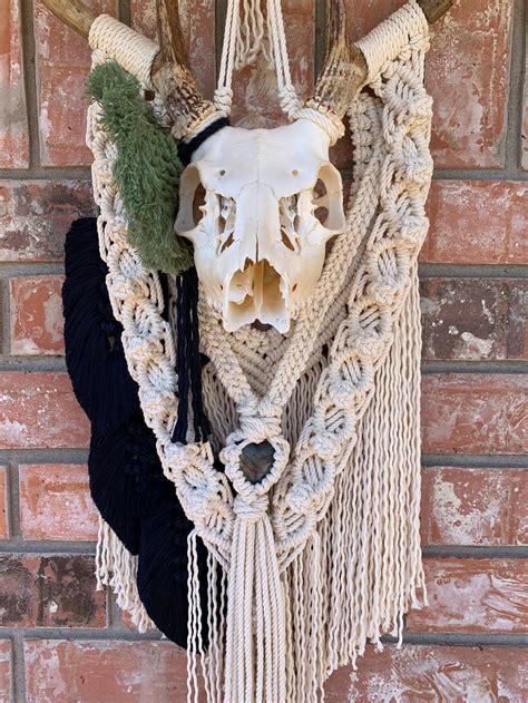 Macramé 4 Pointe Deer Skull Macrame Deer Skull Macrame Etsy