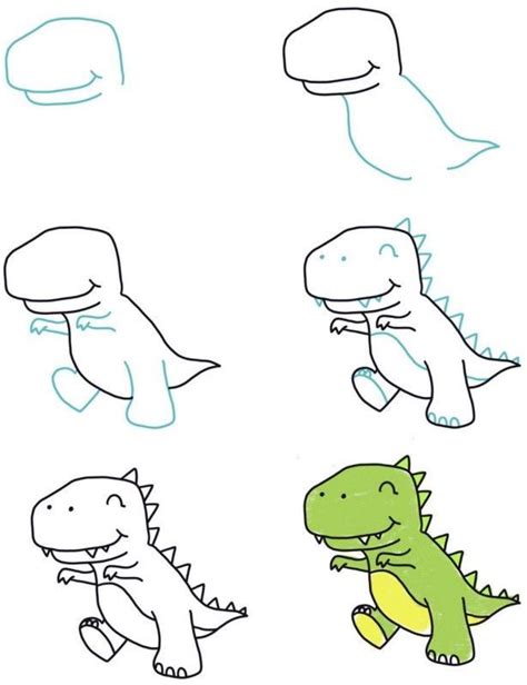 How To Draw A T Rex T Rex Drawing Cute Easy Drawings Easy Dinosaur Drawing