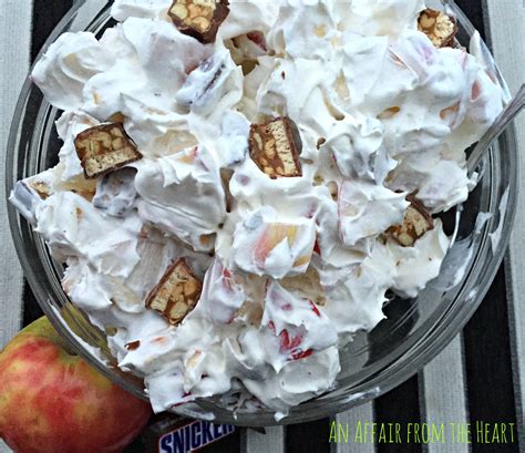 The current recipe feeds 10 people, and those are generous portions. Snicker Apple Salad | An Affair from the Heart